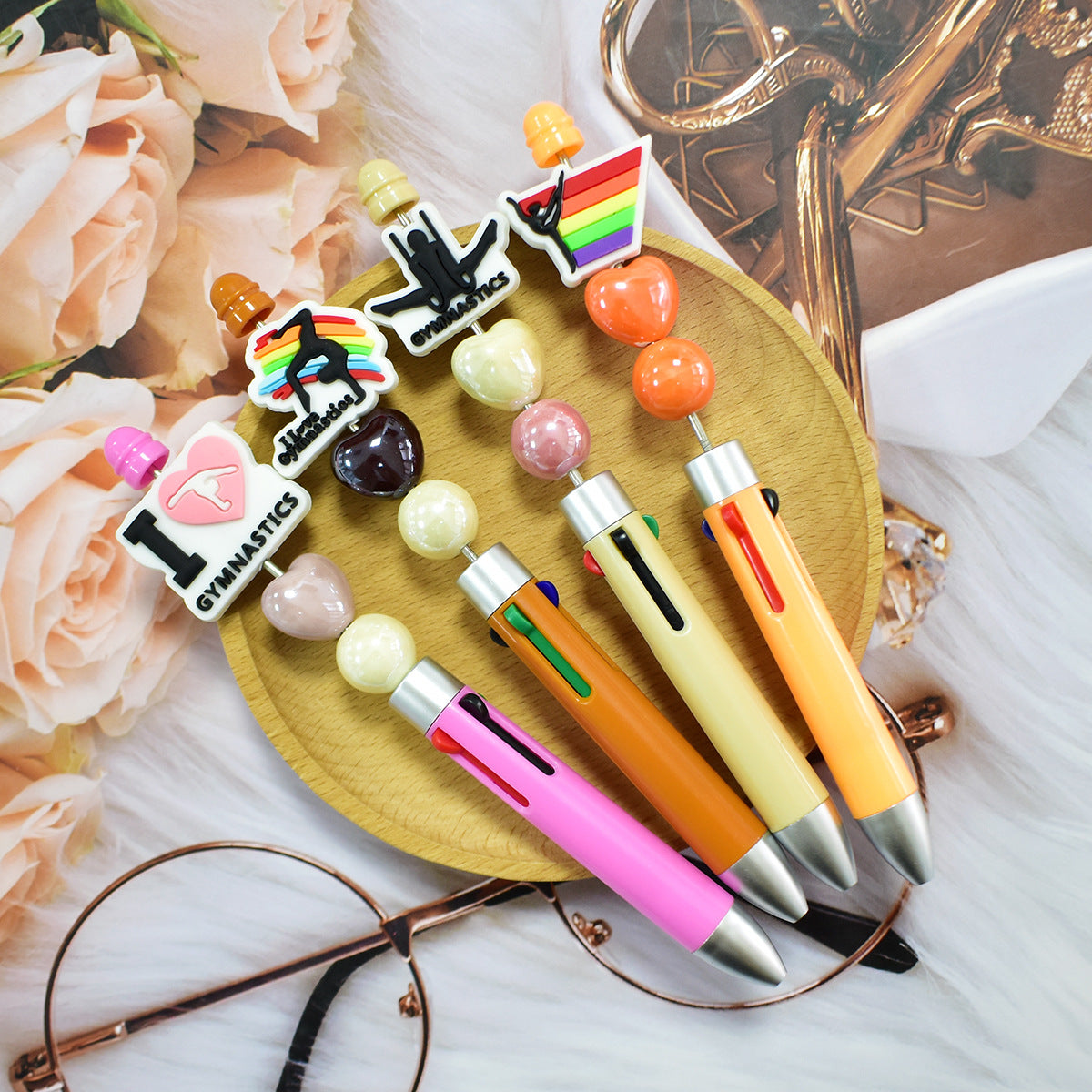 Wholesale  Random 100pcs/pack  Gymnastics Cartoon Beads DIY Beaded Pen Craft Beads